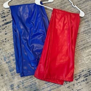 Blue and Red leather pants. Size M